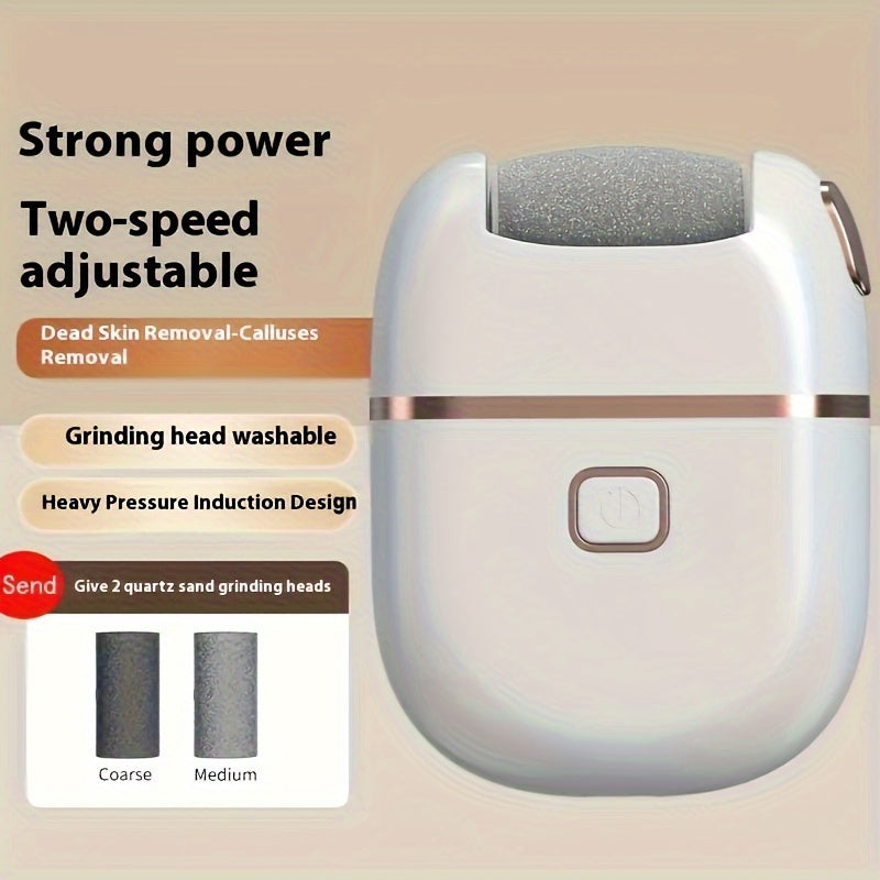 Pedernal eléctrico recargable, tres cabezales intercambiables, una tira de lijado mini. Cabezal grueso multifuncional para pulir, portátil y fácil de usar, carga USB para productos secos y agrietados. Regalo perfecto para 10 temporadas festivas