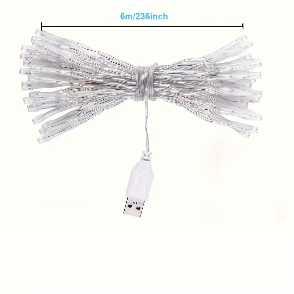 Luces de Hadas LED Blancas Cálidas de 5.99 metros - Luces Parpadeantes con Alimentación USB para Navidad, Bodas y Decoración Exterior, Perfectas para Calles Comerciales y Caminos Florales, Luces para Decoración