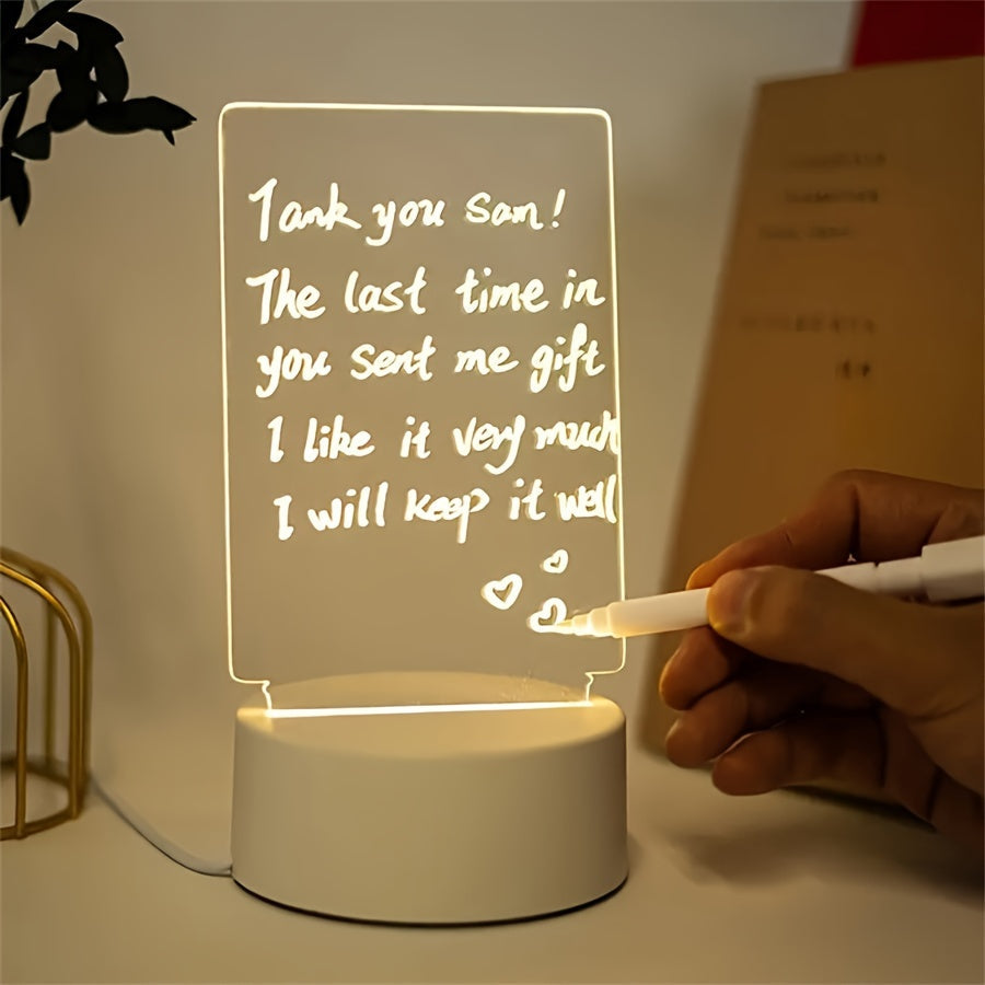 Lámpara decorativa LED Solidolander con pizarra de mensajes, luz cálida, alimentación por USB, diseño moderno, incluye plumón, ideal para sala y dormitorio, regalo perfecto para novia, decoración ambiental, construcción de plástico