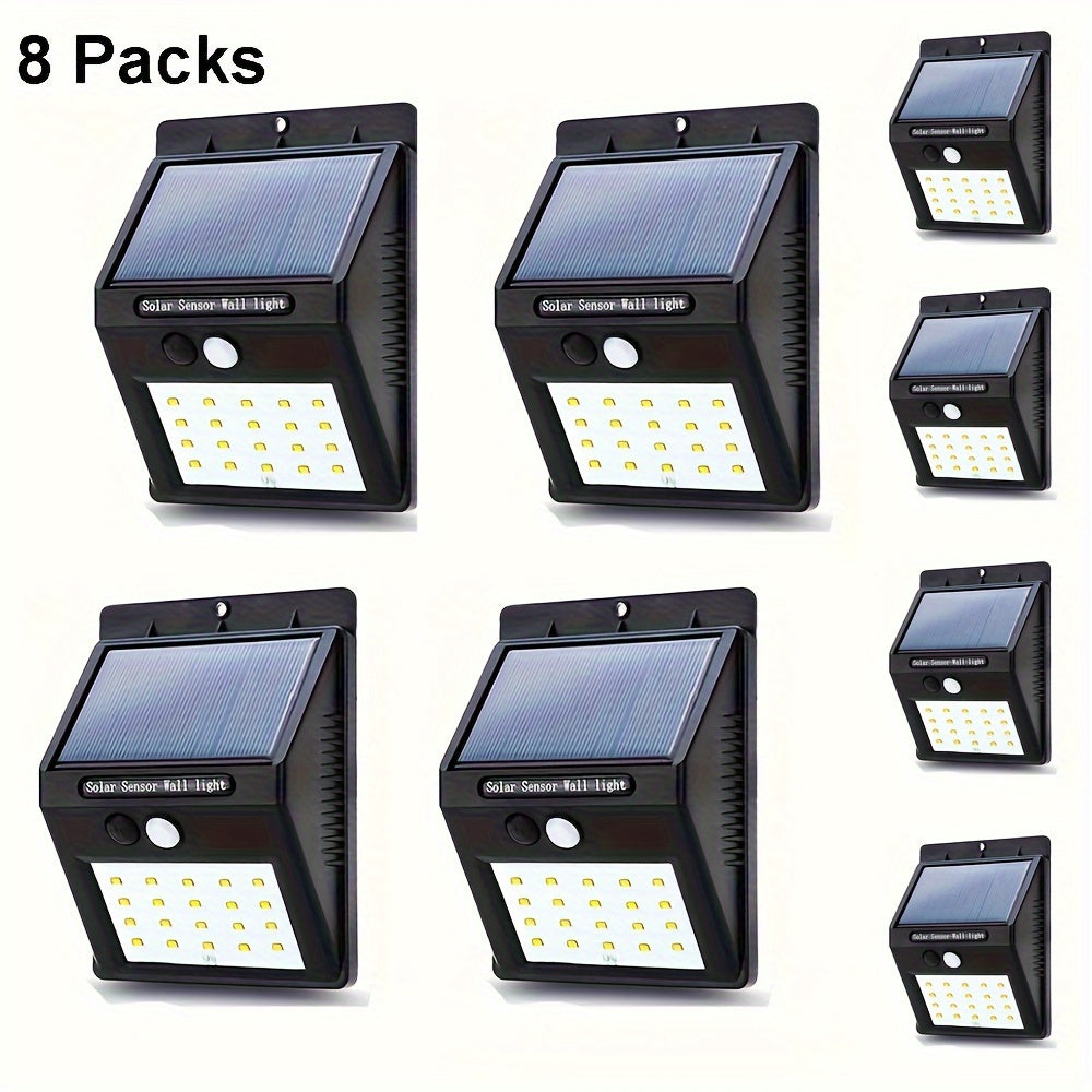 8 luces solares para exteriores, luces de seguridad solares inalámbricas con sensor de movimiento, luces solares para pared para puerta principal, jardín, garaje