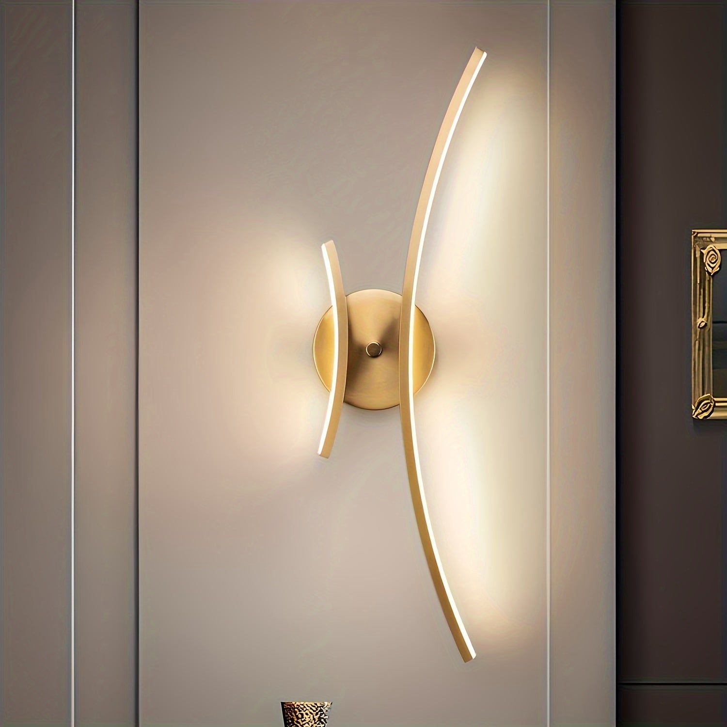 1pc Luminaria de pared moderna LED de iluminación interior, lámpara de pared lineal, pantalla de sombra metálica semiempotrada para baño, sala de estar, comedor, decoración de espejo de pared, incluye hardware de instalación, cableado, 85V-265V