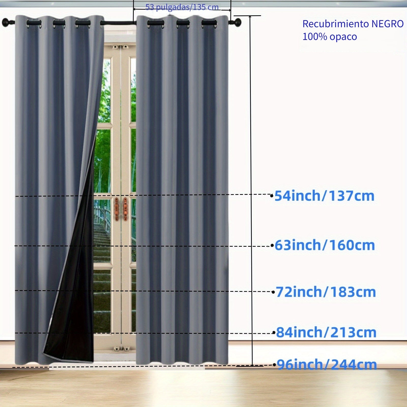 1pc Cortina Opaca de Lujo para Puerta - Color Sólido Intenso con Ojales en la Parte Superior, Diseño de Privacidad Completa para Dormitorio, Sala de Estar, Decoración de Oficina