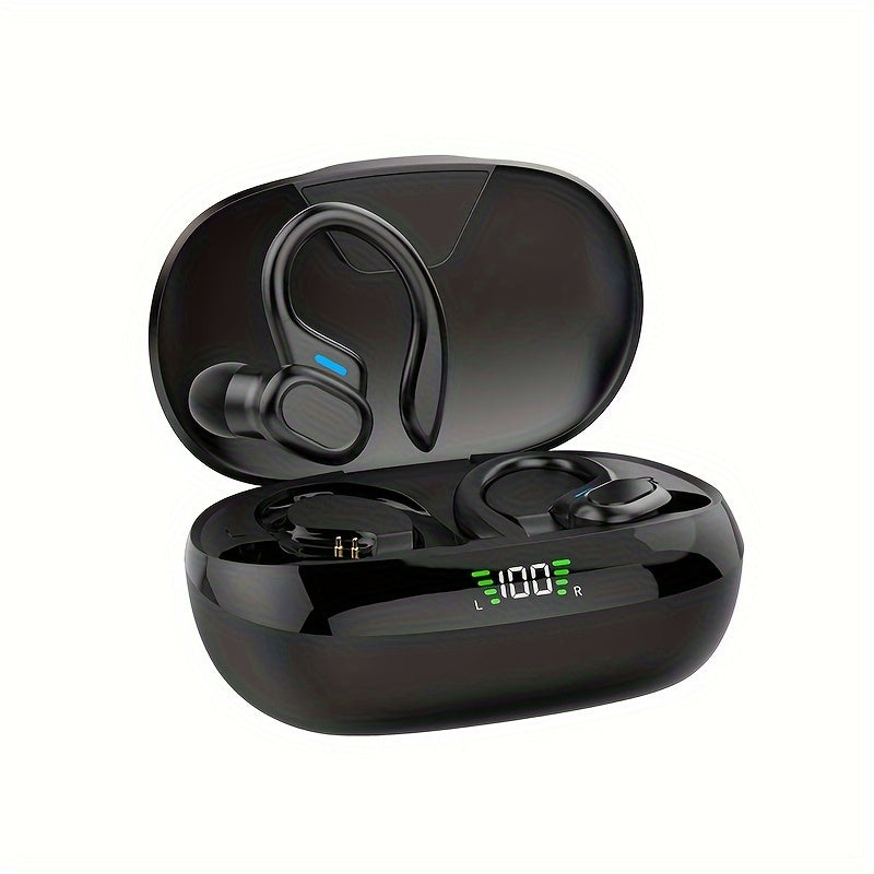 Auriculares inalámbricos con micrófono HD incorporado, estuche de carga con pantalla LED, emparejamiento automático y batería de larga duración, ideales para deportes, ciclismo, conducción y uso diario, carga tipo C, con aplicación para iOS y Android, pe