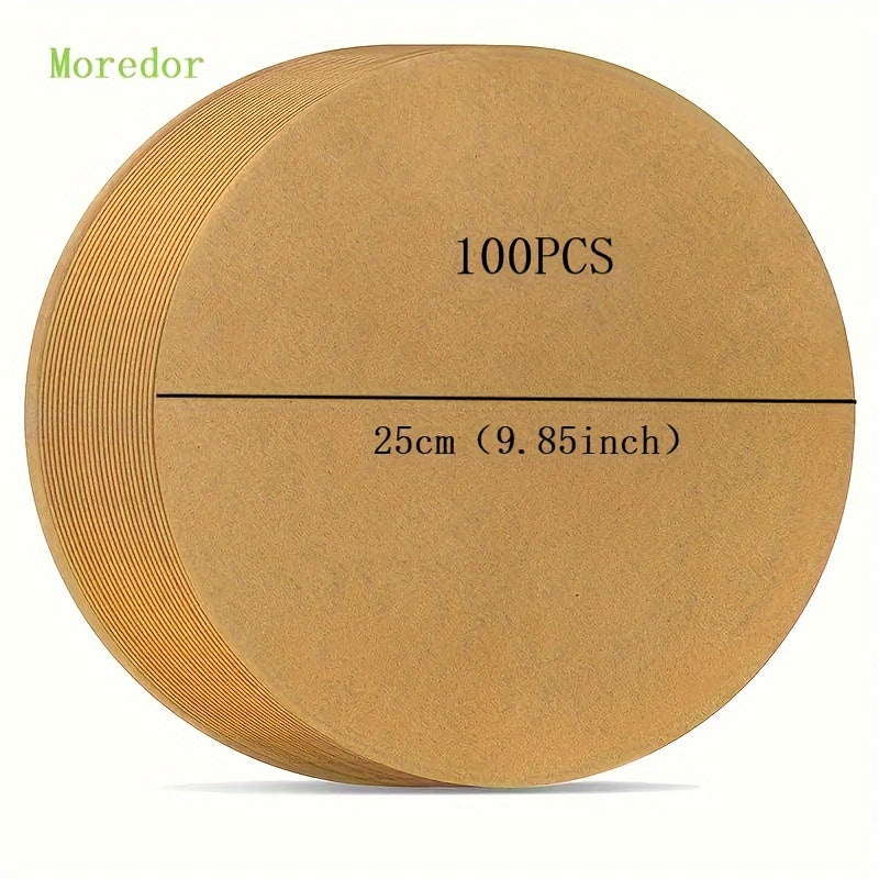 Papel de hornear redondo de 10 pulgadas (25,4 cm) de MOREDOR, antiadherente, ideal para hornear, asar, vaporizar y usar en microondas, duradero, fácil de limpiar, perfecto para moldes de pastel redondos y accesorios de freidora de aire, papel de asado, e