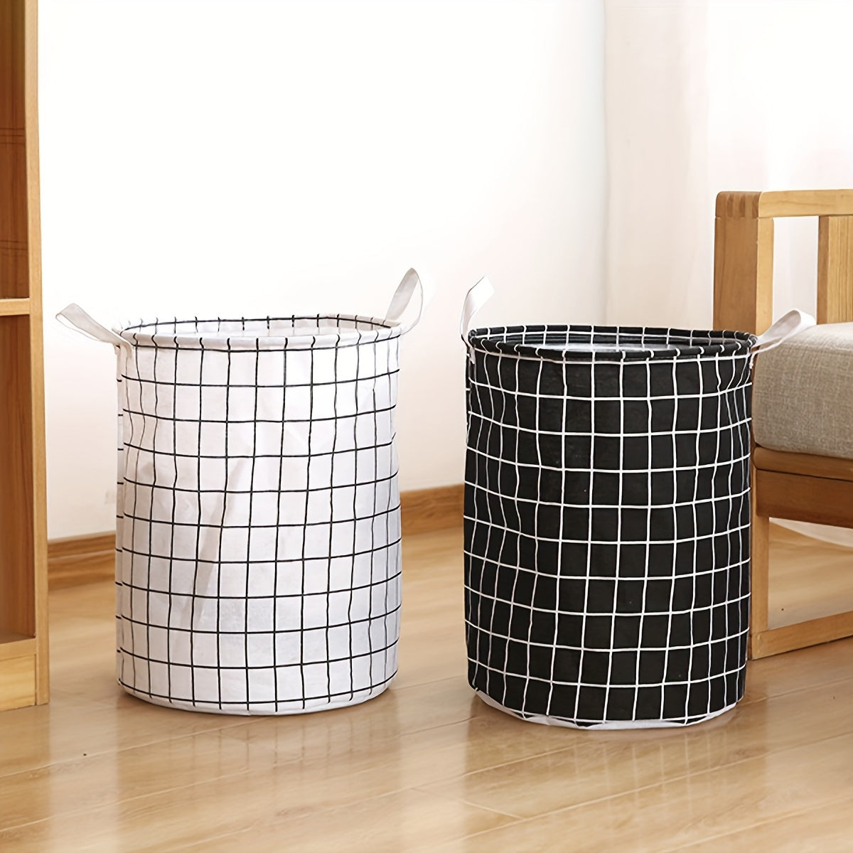 Cesto Redondo Portátil para Ropa, 1 pza Cesto Redondo Portátil para Ropa Sucia, Cesta de Lavandería, Cubo de Almacenamiento