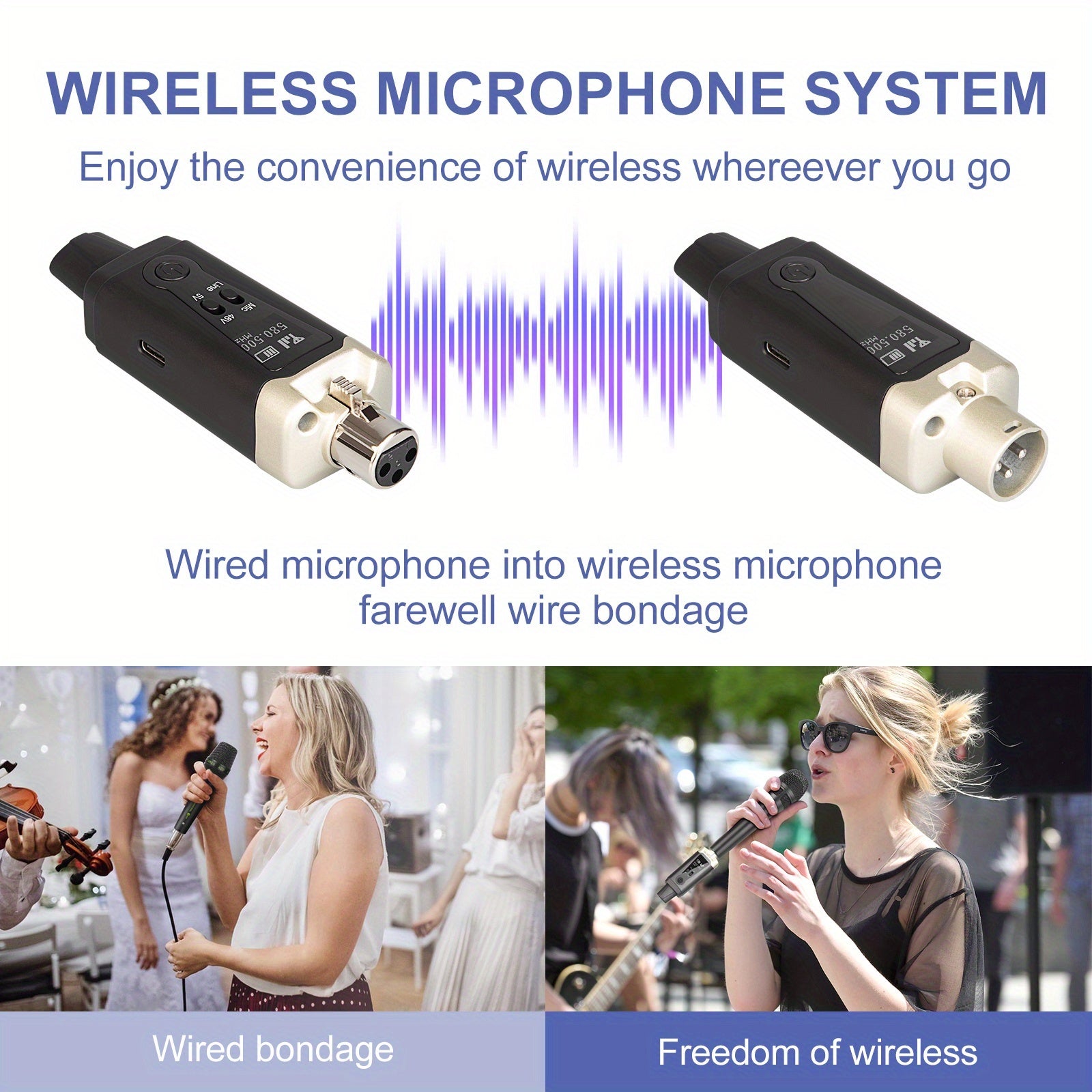 Transmisor y receptor inalámbricos Bomaite para micrófono XLR con enchufe, sistema inalámbrico para micrófono dinámico y condensador, mezclador de audio, sistema PA.