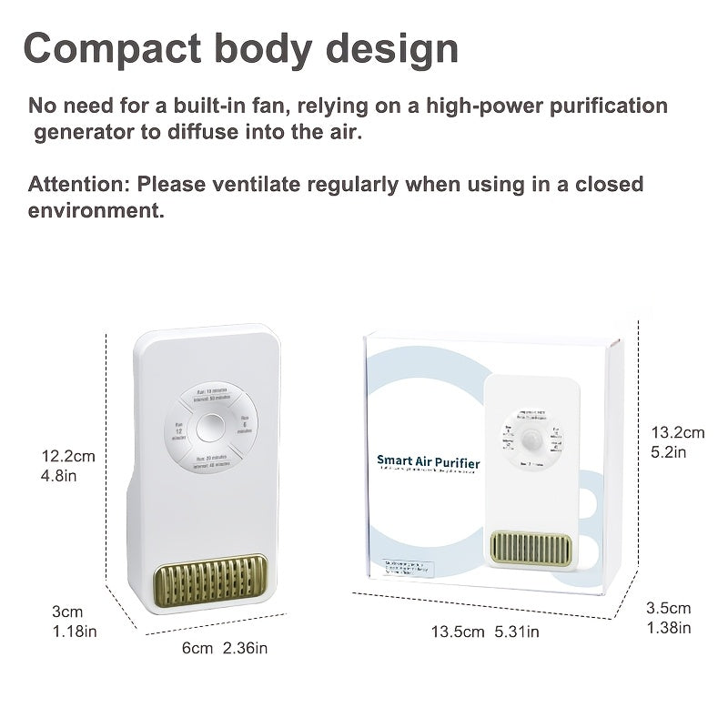 Purificador de Aire Inteligente Compacto con Indicador de Aire Limpio - Alimentado por USB, Eficiente y Seguro, Operación Multimodo para Hogar, Cocina, Baño, Áreas de Mascotas - Ideal para Cajas de Arena de Gatos y Casas de Perros