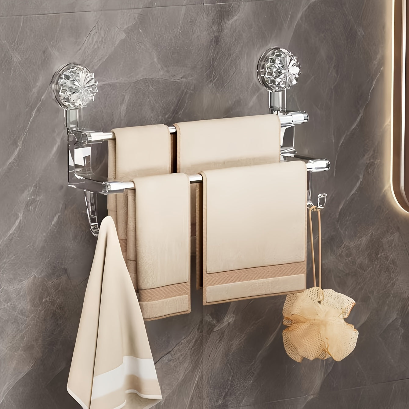 1pc, Toallero de pared doble con ganchos para toallas, toallas de baño, bufandas, pantuflas, decoración de hoteles, decoración de habitaciones, accesorios de baño