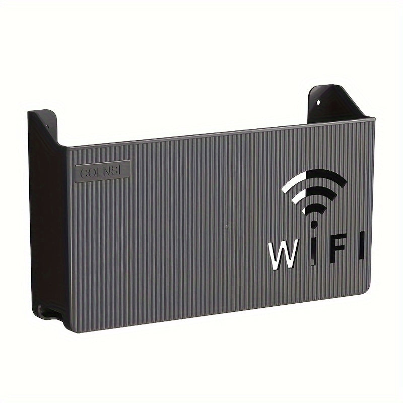 Estante para enrutador inalámbrico montado en la pared con soporte para cables y alimentación, caja de almacenamiento para sala de estar