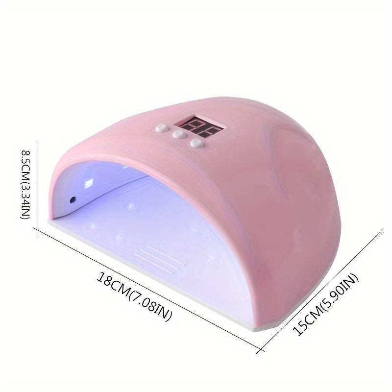 Lámpara de curado para uñas inteligente con sensor, 36W, 12 LED, rosa, con pantalla digital y temporizador, para diferentes tipos de esmaltes, geles y pegamentos