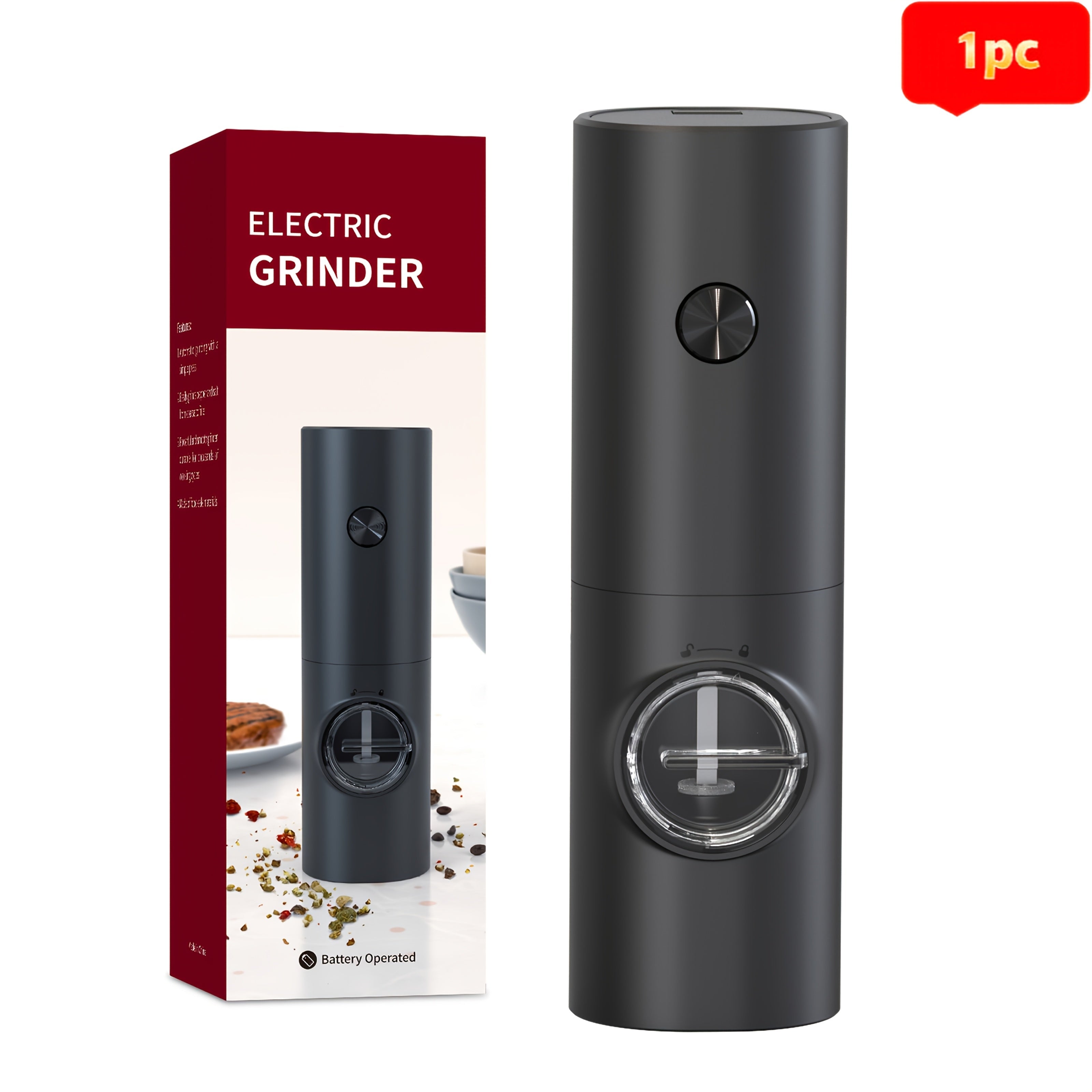 Moledor de Especias Eléctrico MERTTURM - Opción de Soporte Individual/Doble (Soporte Incluido en Duo), Molino Automático con Un Toque, Funciona con Batería (No Necesita Pilas), Diseño Compacto para Cocina, Ajo, Hierbas y Café - Fácil Limpieza, Práctico p