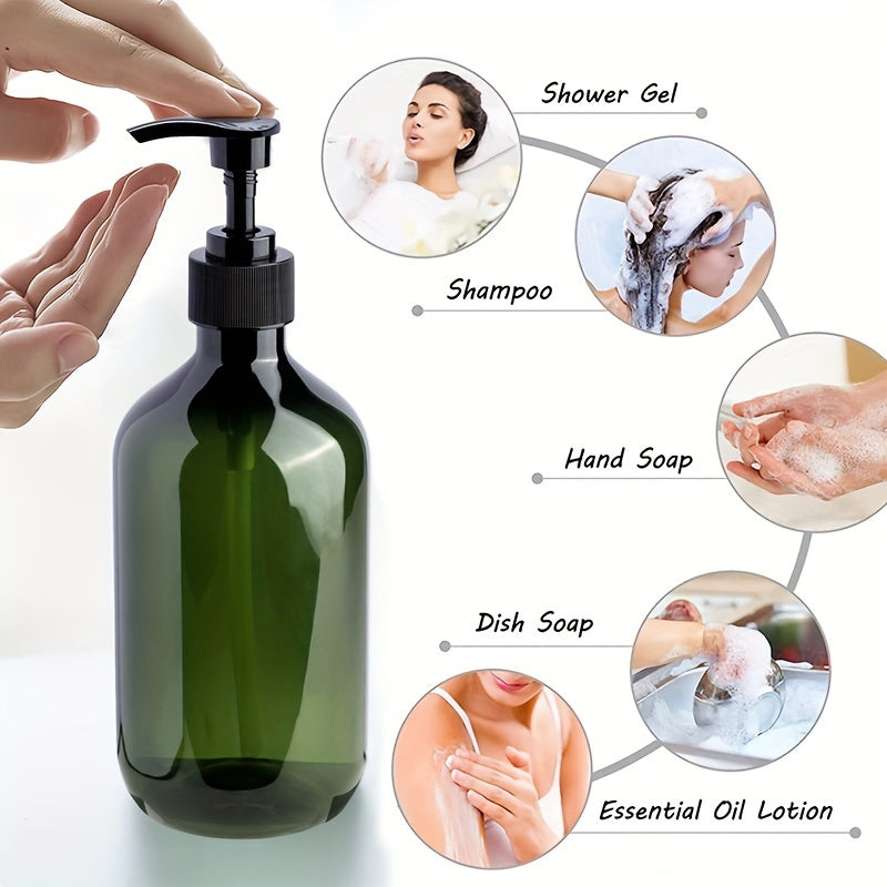 Juego de 4 dispensadores de jabón de 500 ml, botellas para loción, dispensador de jabón para baño, botellas vacías rellenables para champú, gel de ducha y acondicionador, accesorios para baño