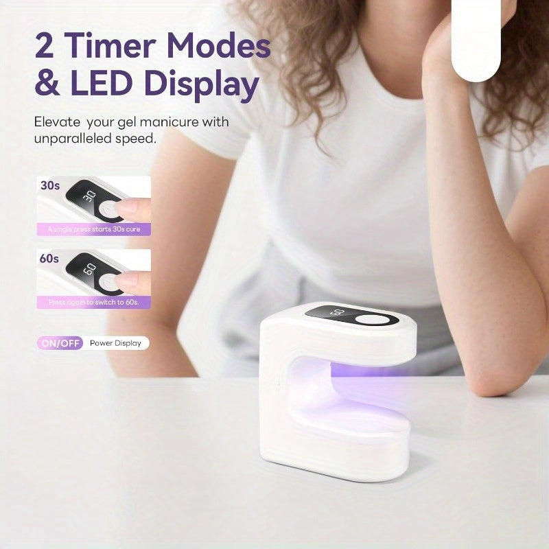 Linterna Portátil para Uñas con Temporizador Digital - Lámpara de Gel USB, Secado Rápido/LED, Compacta y Ligera con Batería de Litio, Ideal para Hogar, Salón o Viaje - Regalo Perfecto para Manicura/Pedicura (Blanco/), Accesorio Moderno de Belleza con Pan