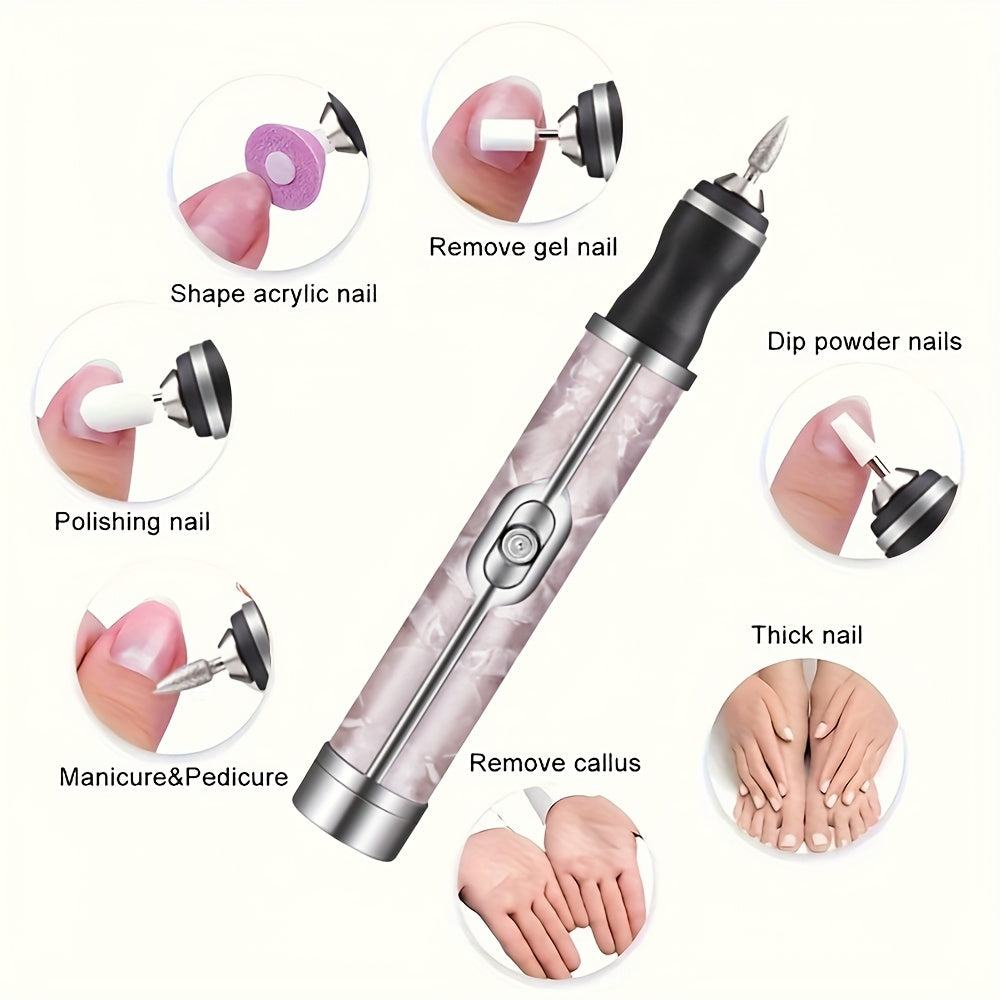 Broca para Uñas, Broca Eléctrica USB, Kit de Lima para Uñas y Salones en Casa, Herramientas de Manicura y Pedicura, Regalo Ideal para Mujeres, Regalo de Cumpleaños o Festivo, Rosa