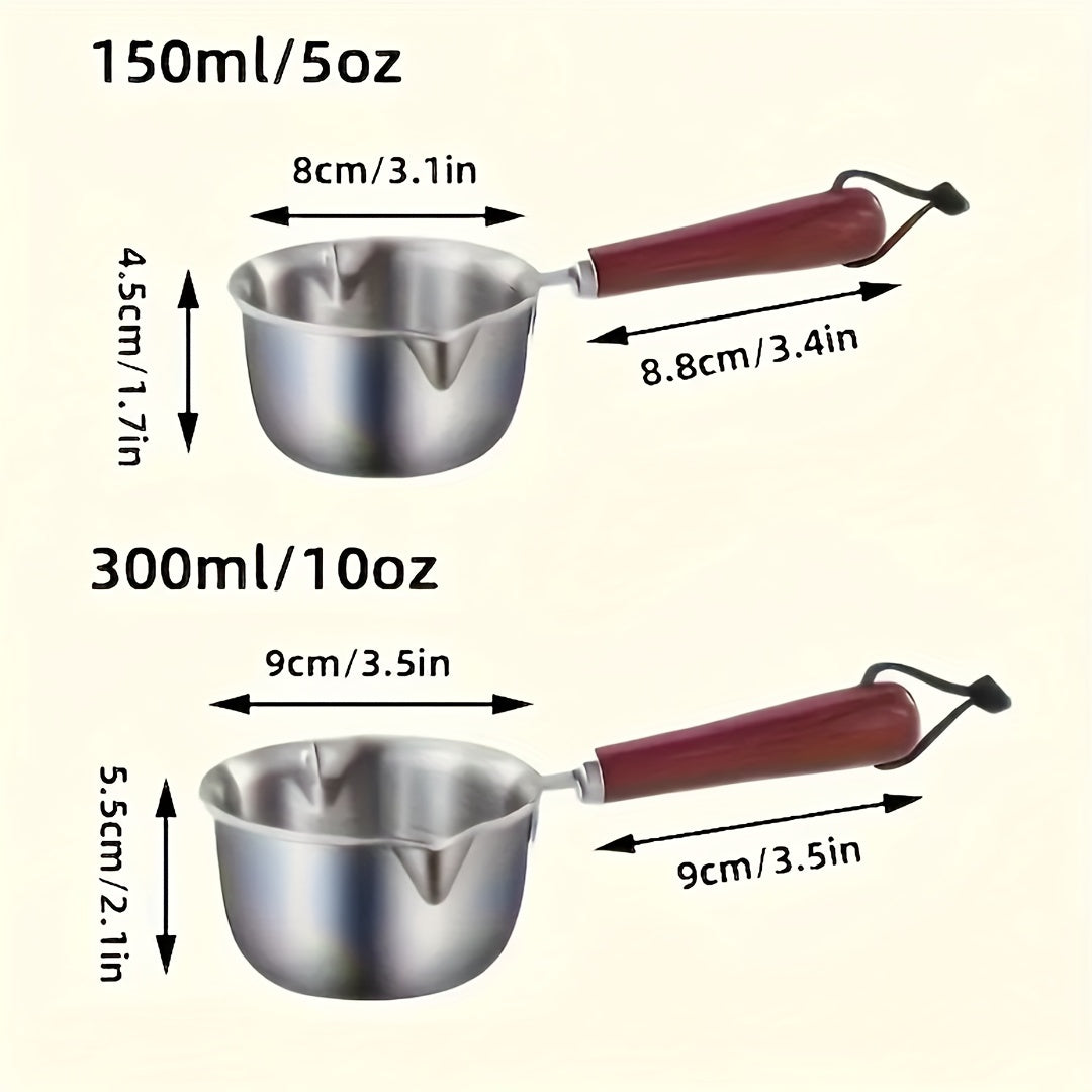 2 piezas de olla de salsa de acero inoxidable - Topper de cocina multifuncional para derretir mantequilla, chocolate y queso, con una olla pequeña para verter aceite, hervir aceite y aceite caliente