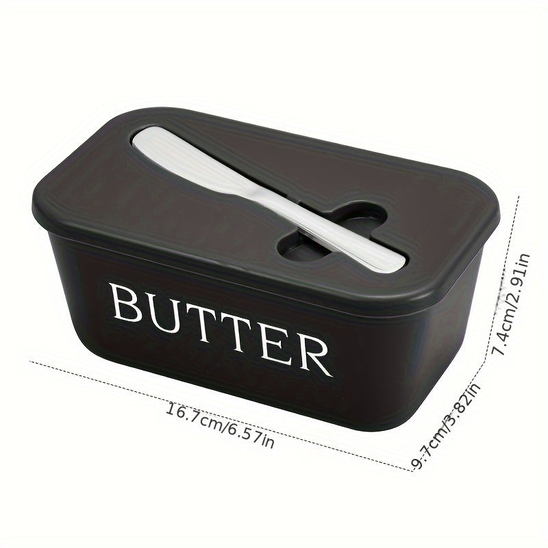 Recipiente para mantequilla de grado alimenticio PP premium DEHOV'S con cuchillo - Grande, duradero y fácil de limpiar, mantenedor de frescura para mostrador - Ideal para uso en el hogar, diseño elegante, plástico resistente