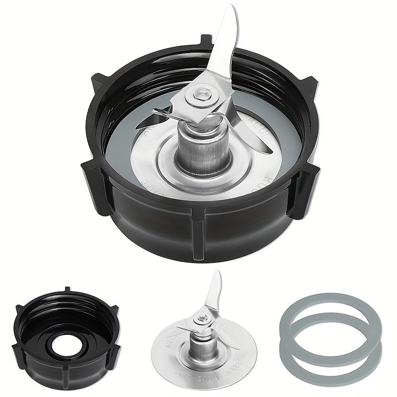 Kit de Repuesto para Licuadora Oster: Cuchilla Trituradora de Hielo de Acero Inoxidable, Tapa de Base del Frasco & 2 Anillos de Goma - Compatible con Modelos Osterizer
