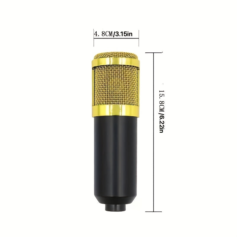 Paquete de equipo de podcasting de escritorio V8 con interfaz de audio y tarjeta de sonido en vivo integrada, y micrófono condensador BM800. Micrófono de podcasting adecuado para grabación, transmisión y streaming en vivo.
