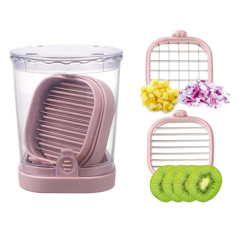 Un Cortador de Verduras Manual Multifuncional, Taza para Picar y Rebanar Portátil para Uso en Exteriores y Hogareño, Capacidad Menor a 1 Litro, Sin Necesidad de Energía