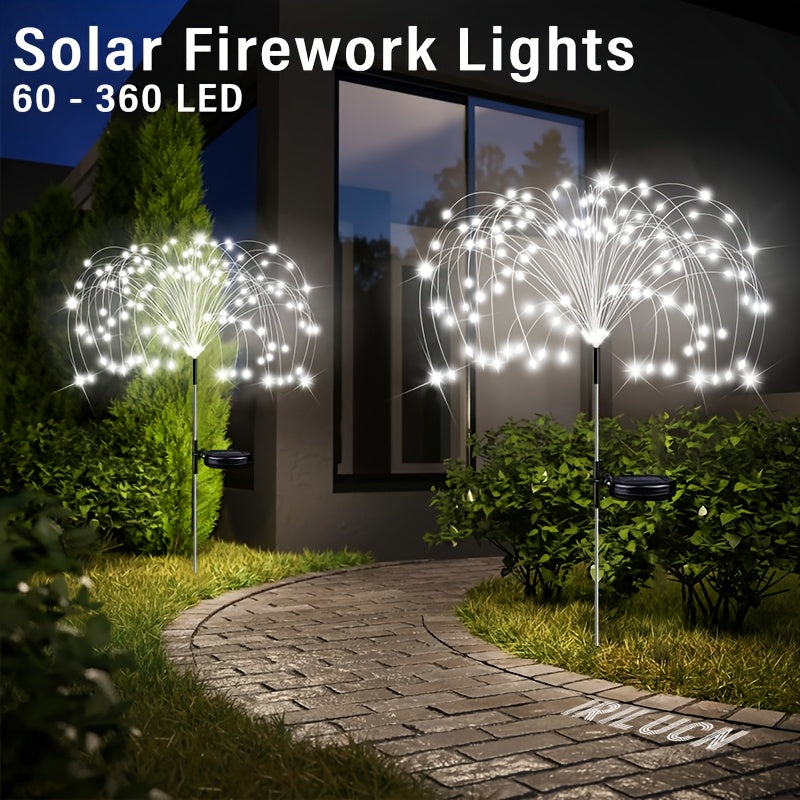 Luces solares para jardín, IP65 de alta calidad y resistentes a la lluvia, 8 modos de iluminación ajustables, adecuadas para caminos, patios traseros, jardines, decoraciones de fiestas navideñas, luces decorativas de tierra DIY.