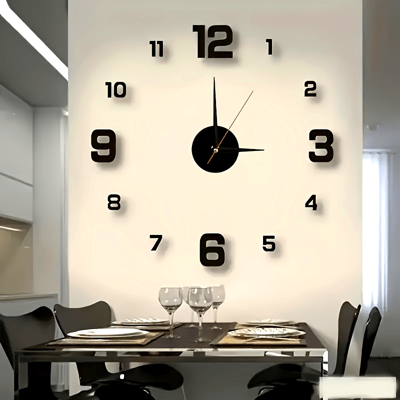 Reloj de pared digital con iluminación en la oscuridad, diseño minimalista y creativo - Reloj de pared colgante silencioso para bricolaje europeo, sin taladrar, para el hogar, la oficina, el estudio y el salón, blanco y verde, decoración de pared moderna