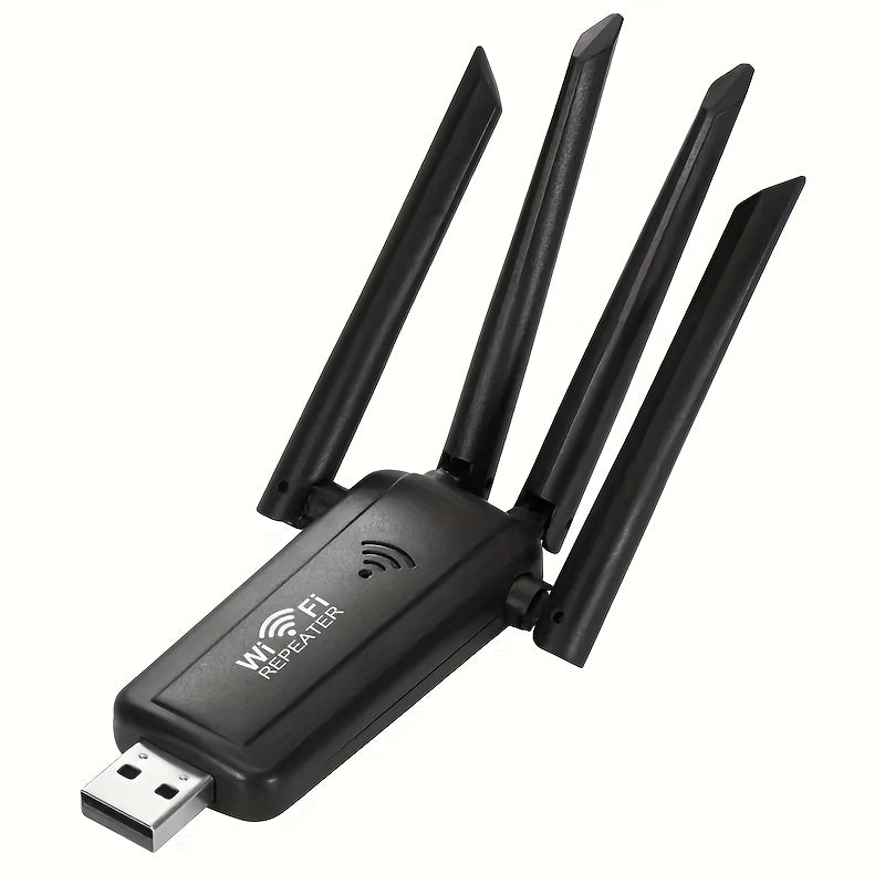 Repetidor de WiFi USB de Alta Velocidad con 4 Antenas, Amplificación Súper de Señal de 300Mbps, y Blanco, Conexión Directa SSD para una Potente Señal WiFi, Ideal para Oficinas, Edificios Altos y Áreas de Internet Débiles, Conectividad en la Oficina | Red
