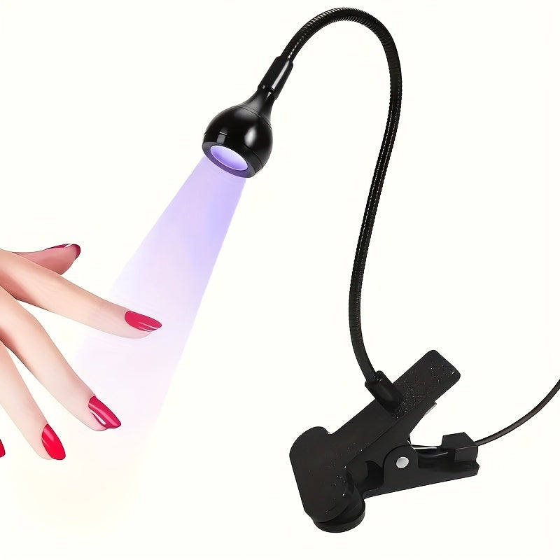 Mini Lámpara LED para Uñas con Brazo Ajustable y Pinza - Luz de Curado USB para Gel, Manicura y Pedicura en Casa, Sin Olor, Secado Rápido, Herramienta Portátil para Cuidado de Uñas, Diseño Compacto y Ligero, Posicionamiento Flexible, Ideal para Usuarios