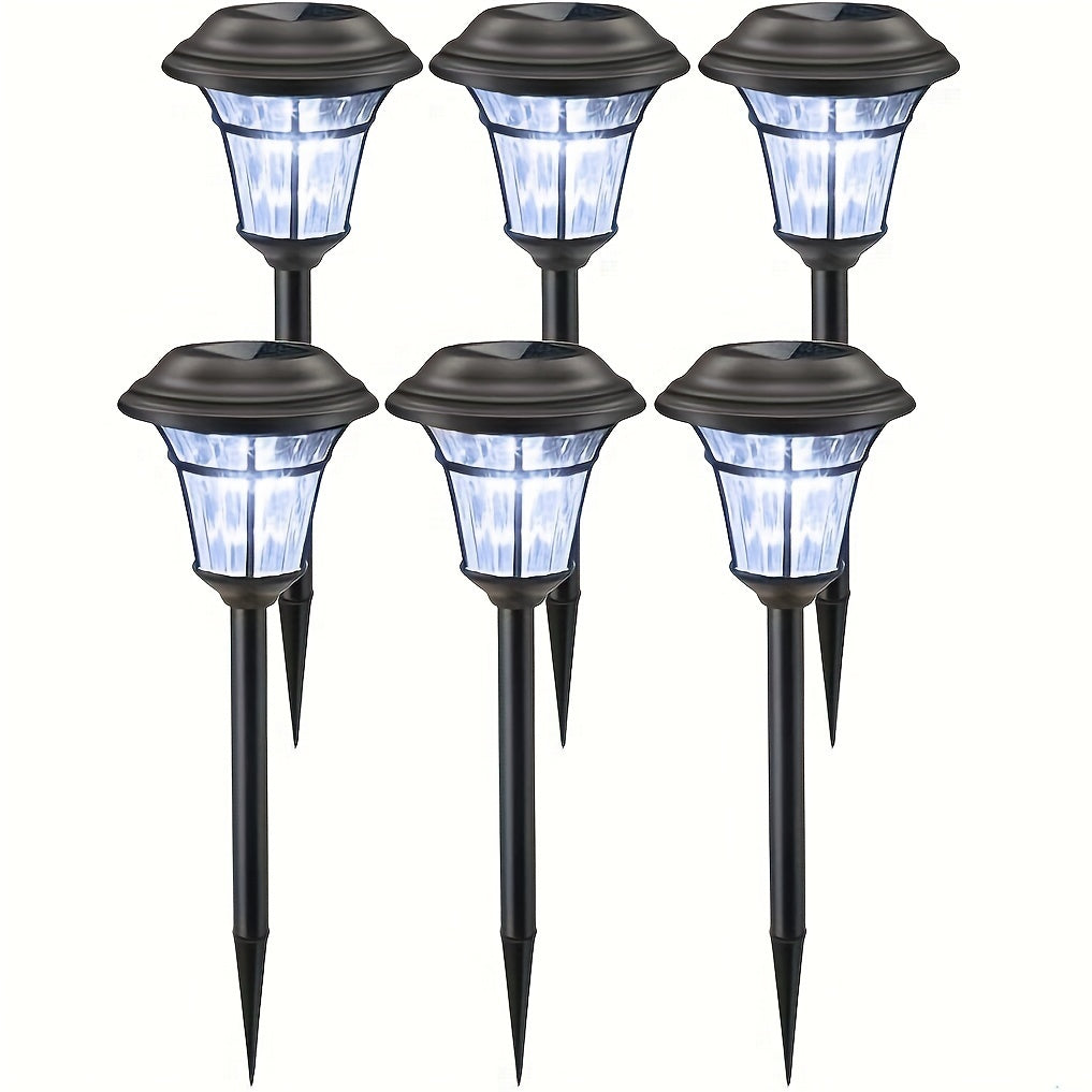 6 piezas de luces LED solares para jardín, luces de cristal para caminos para césped, luces de tierra para exteriores aptas para patios, jardines, villas, parques y luces de ambiente decorativas de Halloween.