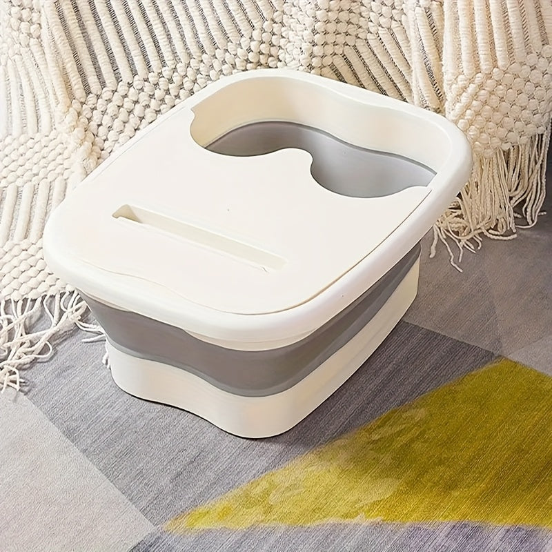Bañera Plegable para Piezas de Baño | Diseño Bicolor con Porta Teléfono | Libre de Formaldehído y Sin Pilas | Portátil y Compacta para Experiencias de SPA en Casa | Ideal para Relajación y Cuidado de Uñas