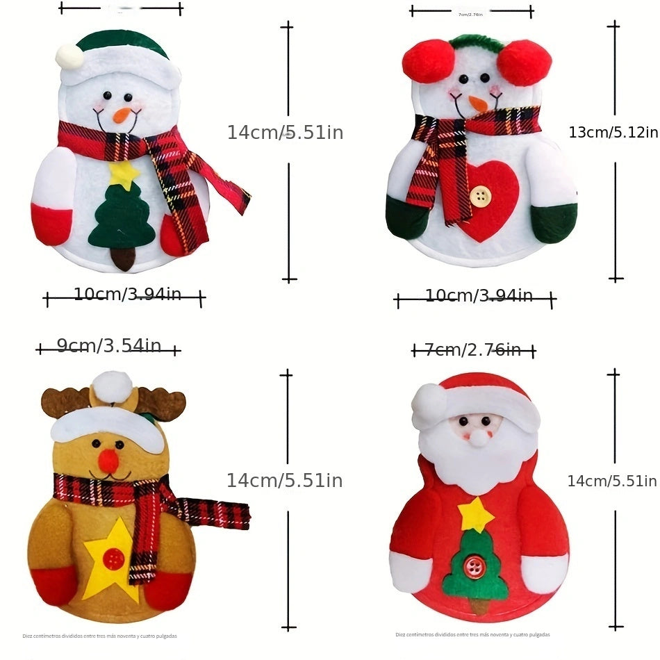 4/8/12piezas Porta Cubiertos de Navidad Bolsillos de Cubiertos para Cuchillos, Tenedores, Decoración de Mesa, Bolsas de Almacenamiento, Cubiertas de Decoración de Navidad y Fiesta de Navidad