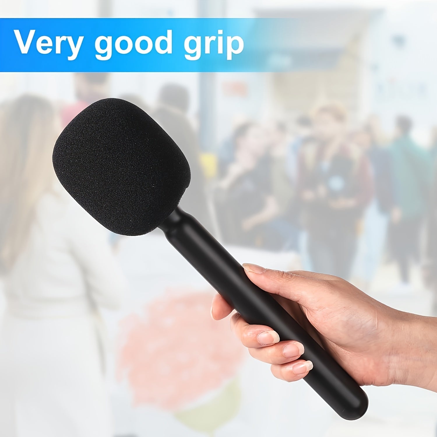 Micrófono premium con cubierta de espuma antipop, micrófono inalámbrico portátil resistente, adaptador inalámbrico para entrevistas, diseño ergonómico para el trabajo, incluye gorra para grabación fácil y producción de contenido, ideal para vlogs, entrev