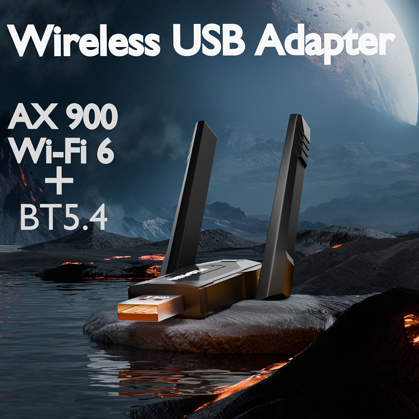 Adaptador de Red Inalámbrica AX900m Dual-Band WiFi 6 & Wireless 5.4 - Antenas de Alta Ganancia, Sin Necesidad de Controladores, Wi-Fi 2.4G/5G para PC y Portátil, Compatible con Windows XP/7/8/10/11, Conectividad Wifi, Receptor Elegante, Construcción Robu