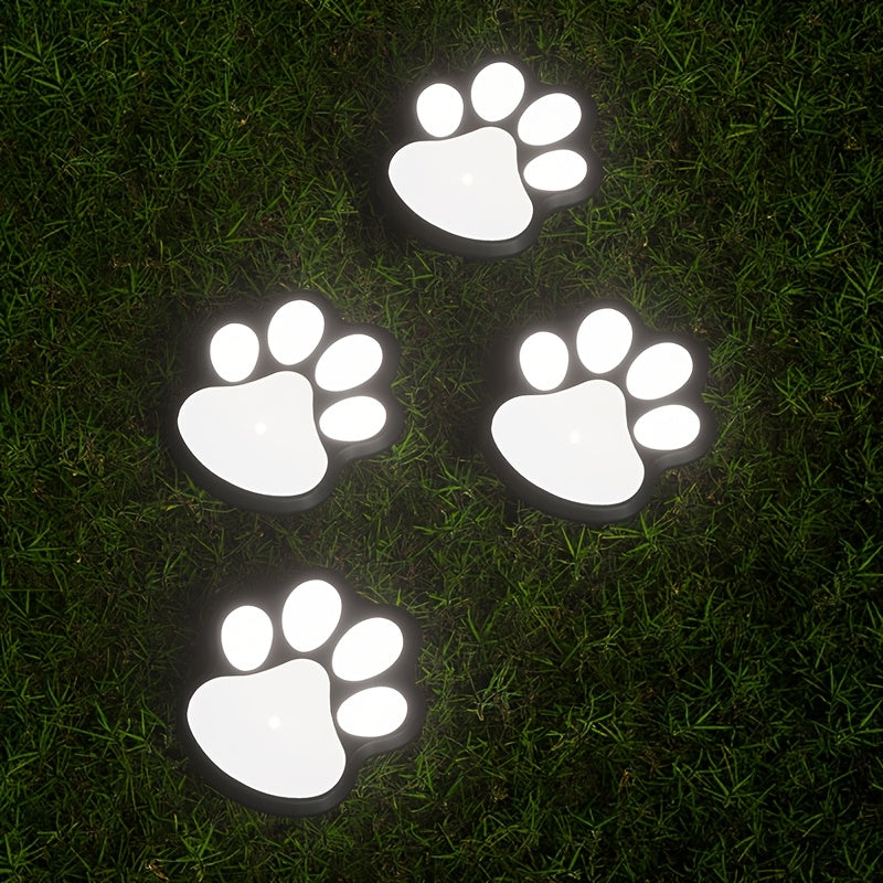 Juego de 4 Luces Solares LED en Forma de Garra para Perros - Luces Enterradas con Huella para Decoración de Patios y Caminos Exteriores