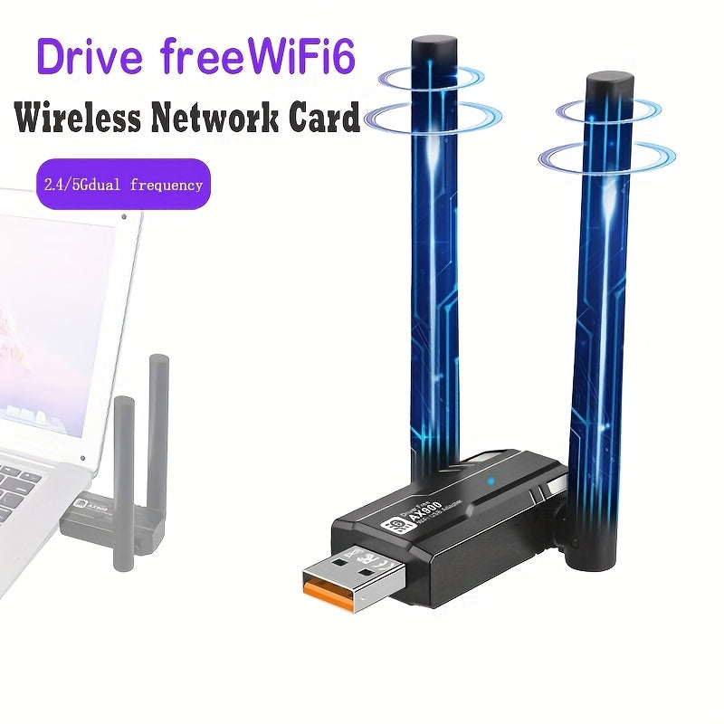Adaptador AX900 WiFi 6 de 900Mbps Banda Dual 2.4G/5G Tarjeta de Red Inalámbrica con MU-MIMO, OFDMA, Soporte Hotspot para Portátil y PC de Escritorio, Adaptador Wifi para PC, Internet de Alta Velocidad, Diseño Moderno, Conectividad Versátil, Construcción