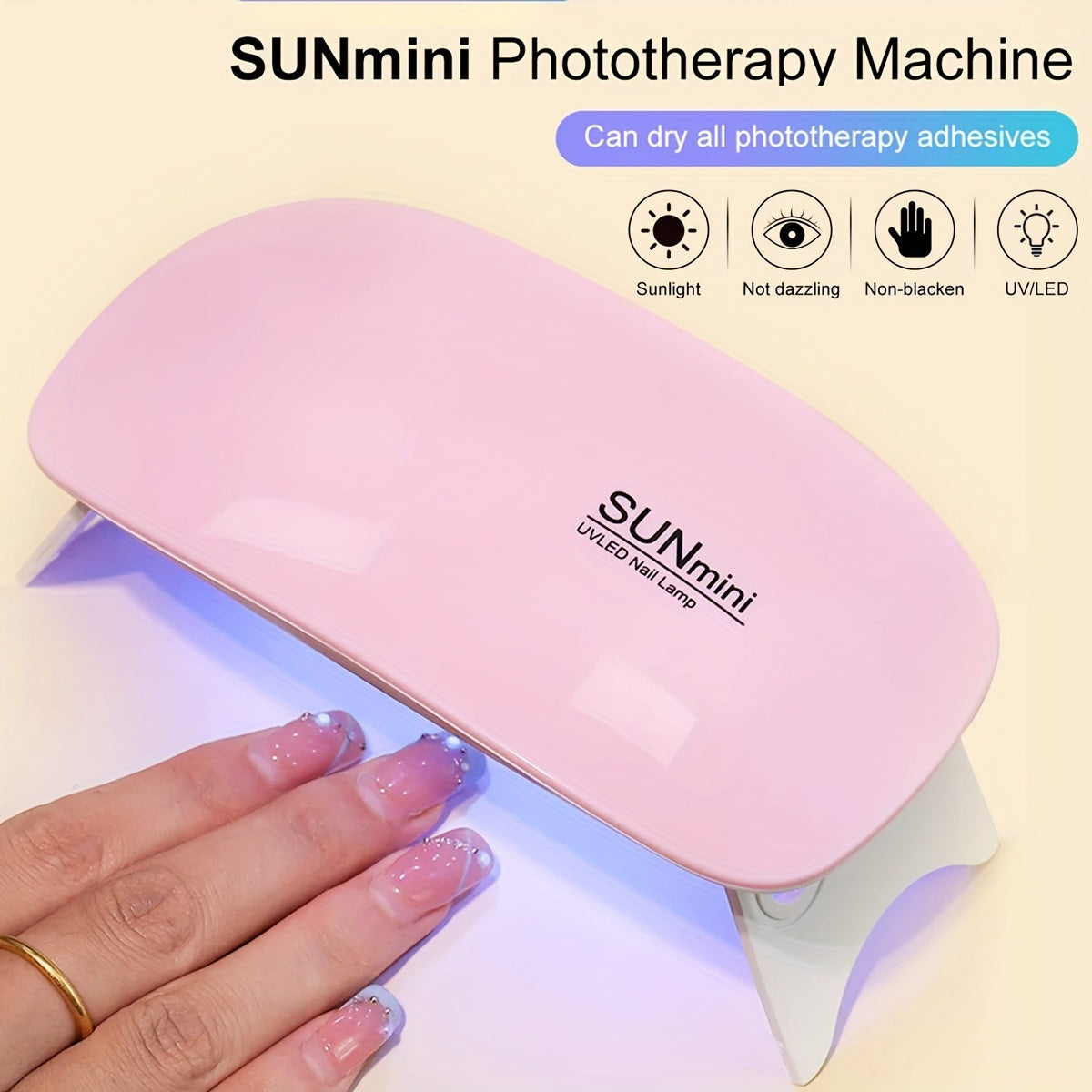 Linterna Portátil Mini para Uñas - 6 LED, Diseño Plegable, Alimentación USB, Ideal para Pulido y Secado de Gel - Kit Perfecto para Cuidado de Manos y Pies, Secador de Uñas