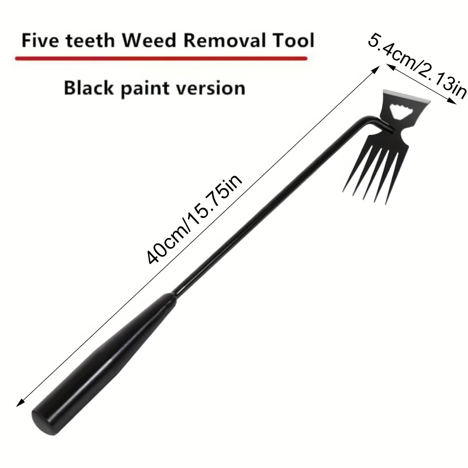 Herramienta manual para eliminar malezas de 5 dientes con mango ergonómico - Herramienta de jardinería de acero al carbono duradera para extraer malezas de manera eficiente, no necesita electricidad, negro, herramienta para extraer malezas, jardinería ma
