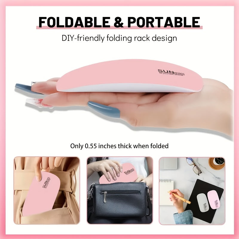 Secador de uñas mini LED para esmalte de gel - Dispositivo compacto alimentado por USB para manicura y cuidado de uñas con diseño portátil, luz de esmalte de gel sin alcohol para uso en salones y hogares, suministros de arte de uñas, estética moderna, co