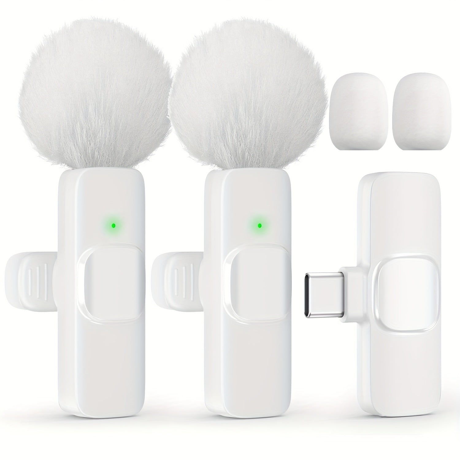 Microfono de Solapa sin varillas con Grabación por Toque Único y USB-C, Batería Recargable para Transmisiones en Vivo, Entrevistas, Vlogs en Smartphone/Portátil/Tableta, Equipo de Vlogging | Diseño Divertido | Micrófono Suave, Microfono sin varillas