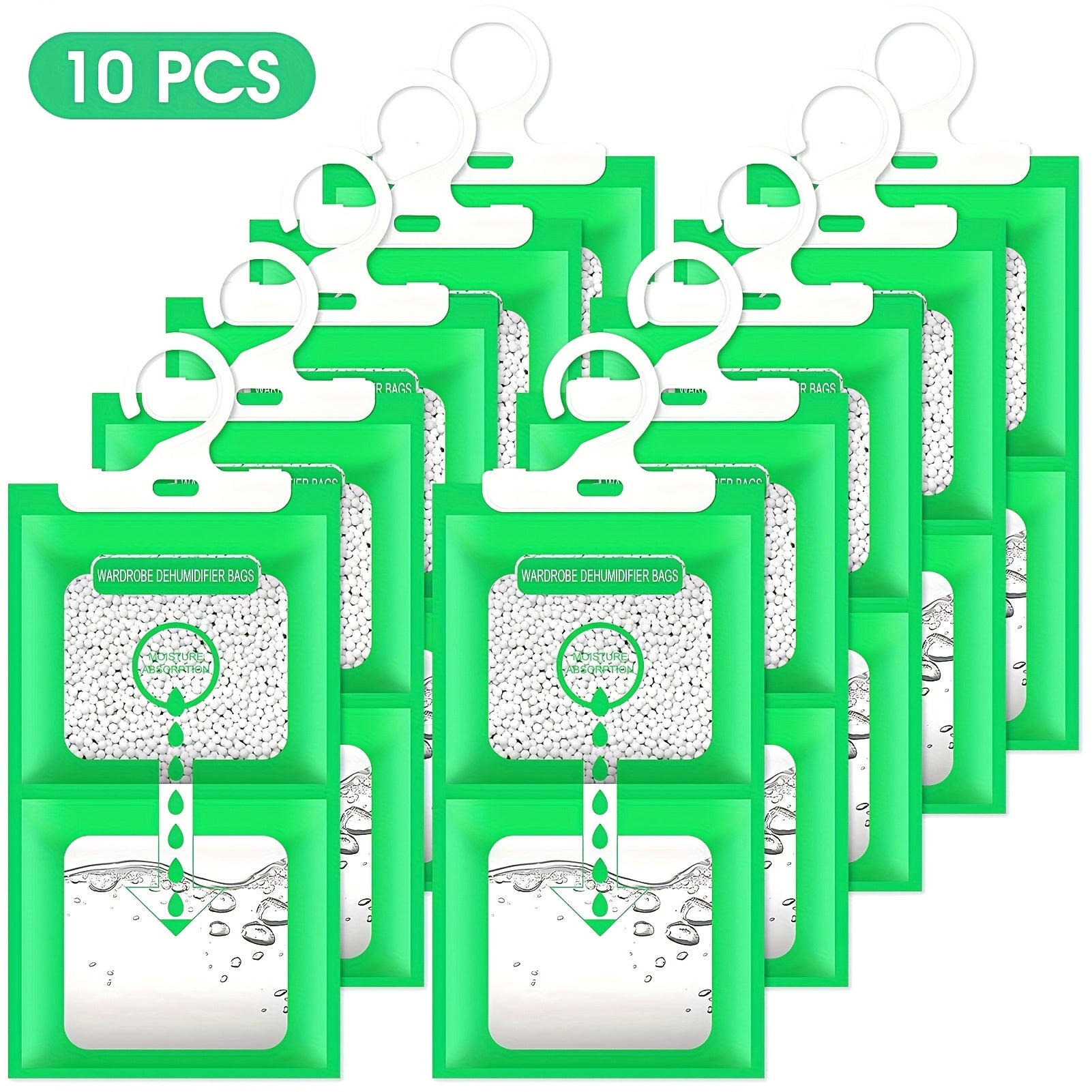 Juego de 10 Bolsas Deshumidificadoras para Armarios, Absorción de Humedad y Secado en Clósets