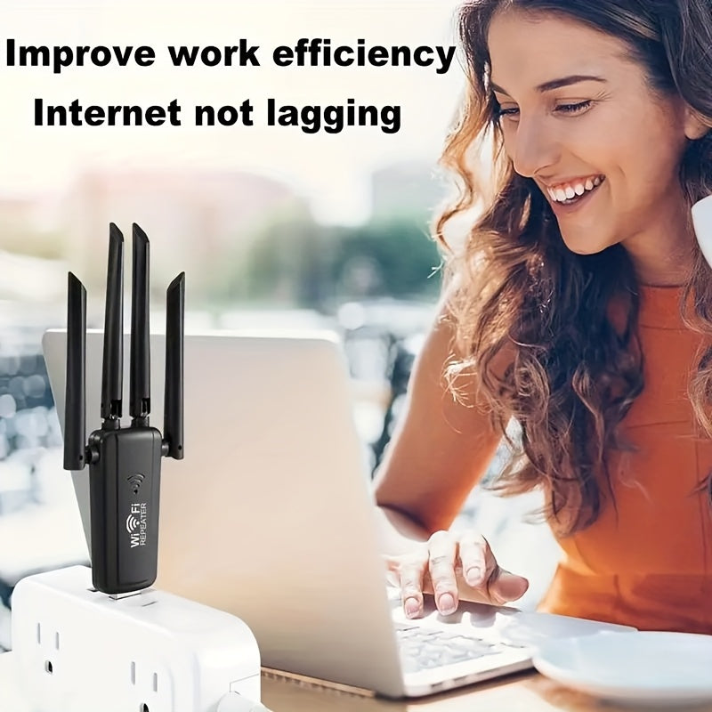 Repetidor de señal WiFi USB OEKE-1 con 4 antenas - Extensor inalámbrico 2.4GHz, velocidad de datos de 300 Mbps, señal superadora de 2.4G, conexión directa SSID, ideal para uso en hogar y oficina, accesorio de Wi-Fi para oficina | Diseño elegante negro |