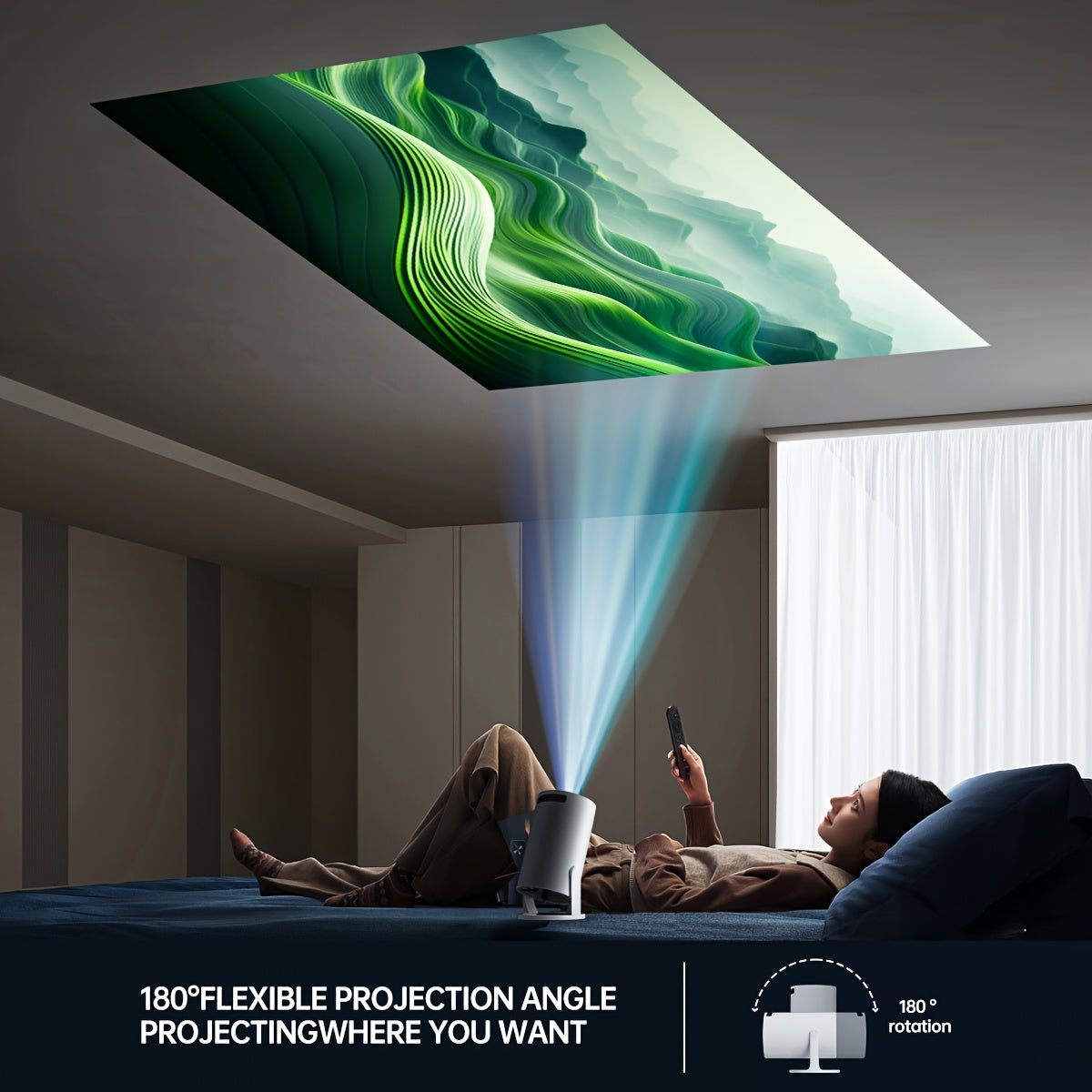 Proyector portátil mini - Enchufe de EE. UU., Proyector de cine en casa LED, Soporta 1080P, Compatible con teléfonos inteligentes/tabletas/ordenadores portátiles/pinzas de TV/discos USB, Ángulo de proyección ajustable de 180°