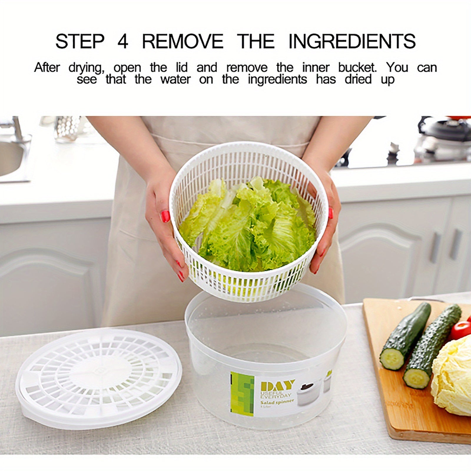 Paquete de 1 Lavadora Manual de Ensaladas y Secador de Verduras - Diseño Ovalado Transparente en Plástico Duradero con Mango Ergonómico, No Necesita Electricidad para Uso Doméstico y de Cocina de Restaurante, Herramienta de Preparación de Alimentos, Alma