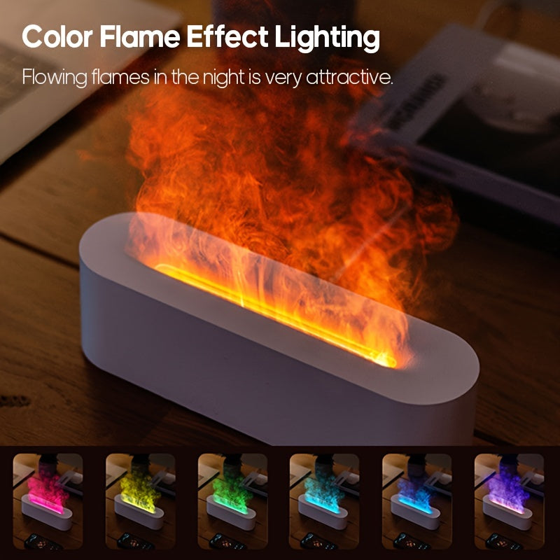 Máquina de aromaterapia de llama de color degradado, material ABS, apagado programado de 3 velocidades, protección contra cortes de agua y energía, humidificador evaporativo, alimentado por USB, rocío frío, para hogar, oficina, estudio de yoga y spa, tem