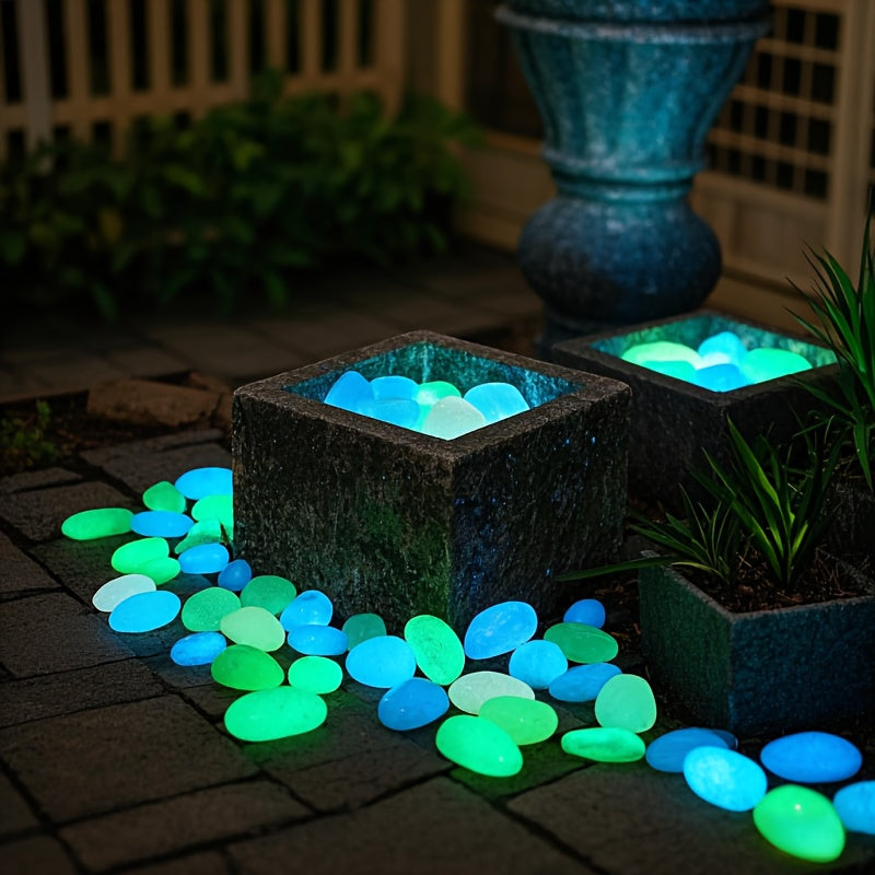 2201 piedras brillantes en la oscuridad - Decoración colorida y reutilizable para jardines, bodas, fiestas, festivales y acuarios - Uso en interiores y exteriores, decoración para fiestas | Piedras luminosas | Piedras plásticas, decoración para jardín