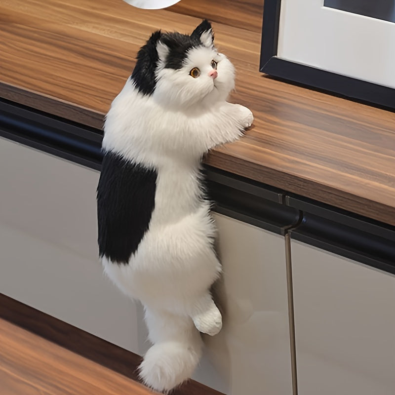 Muñeca de gato de resina hecha a mano, figurilla de kitty de piel falsa coleccionable, decoración para el hogar, regalo de boda, no requiere energía, material durable, figurilla decorativa para el hogar y la cocina