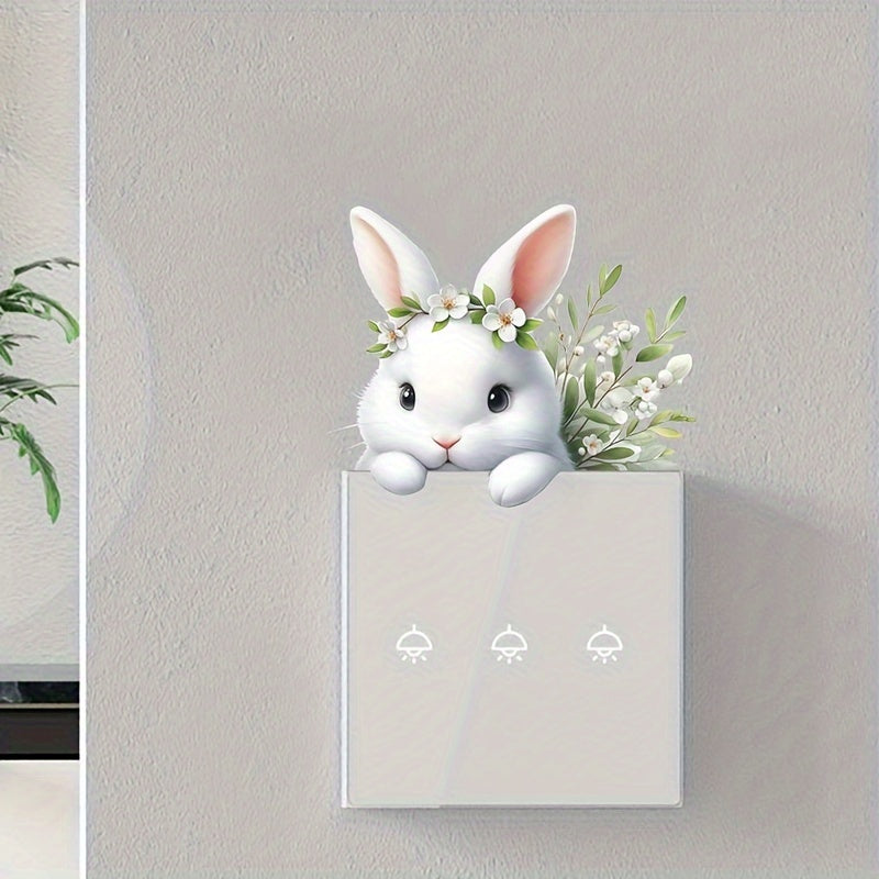 1 calcomanía, pegatinas de botón de conejo de Pascua para tapa de inodoro, decoración divertida para el hogar, muy fácil de pegar