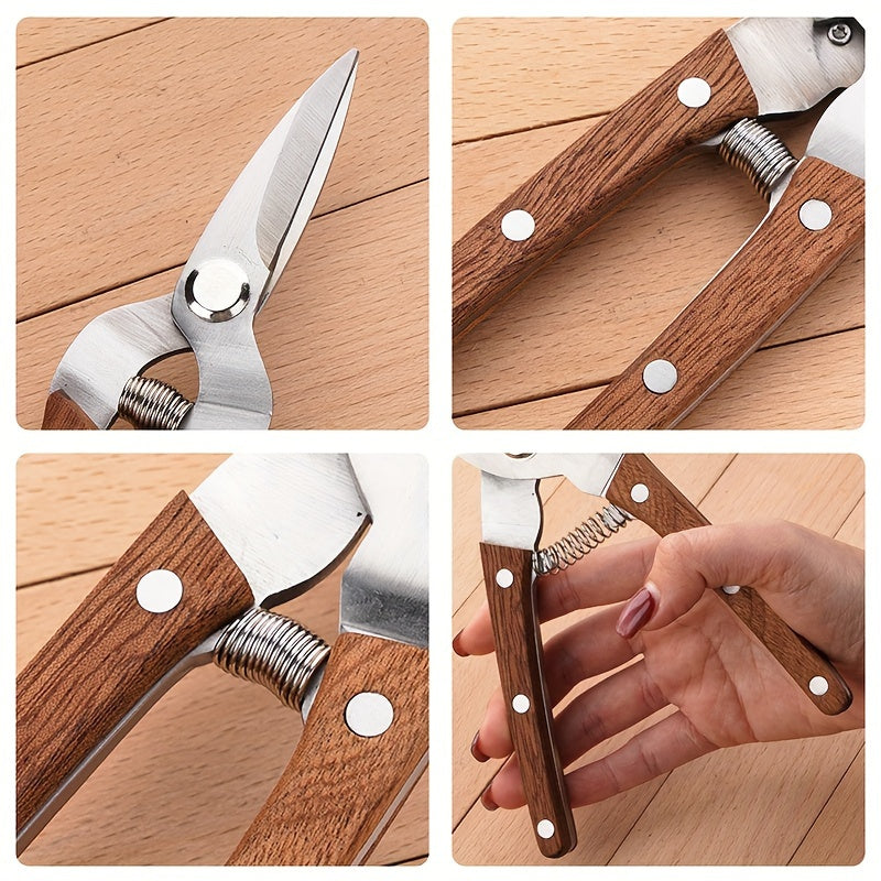 Podadoras clásicas de jardín, cuchillas de acero inoxidable, acción de resorte automática, no eléctricas, para recolección, injerto, poda de frutas en huertos y jardines