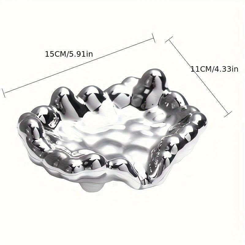 1pc Elegante Jabonera con Acabado Dorado en Forma de Nube - Lujosa, Sin Taladro, Plástico ABS Electroplateado, Diseño Oval Minimalista para Baños Elegantes