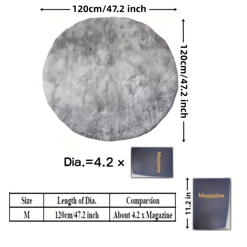 1pc Alfombra Redonda de Peluche para Suelo - Antideslizante y Lavable en Máquina, 100% Poliéster, Gris Claro y Grisáceo, Tamaños 79.76/119.89/159.77 cm para Dormitorio y Sala de Estar, Decoración del Hogar