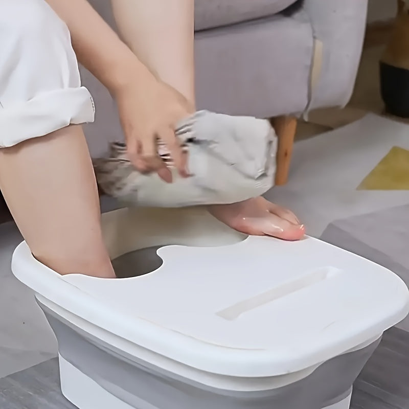 Baño de Pies Plegable - Taza Portátil para Remojo de Pies con Gran Capacidad, Operación Manual Sin Batería Necesaria, Plástico Duradero y Diseño Ergonómico con Asas, Sin Aroma, Ideal para Hogar y Viajes, Rutina de Autocuidado, Bañera Elegante, Material F